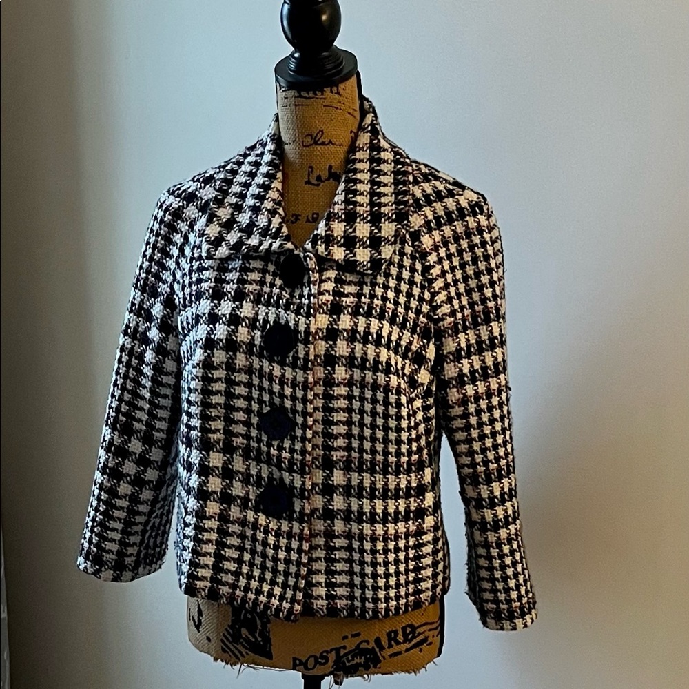 Allison Taylor jacket in red, white and black.